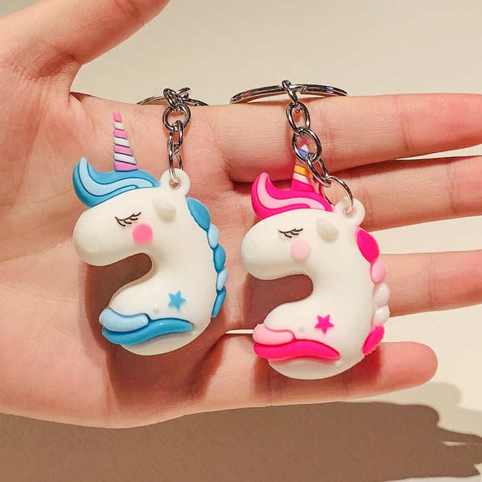 Wholesale Keychains PVC Cute Cartoon Anime Unicorn MOQ≥2 JDC-KC-PLei015