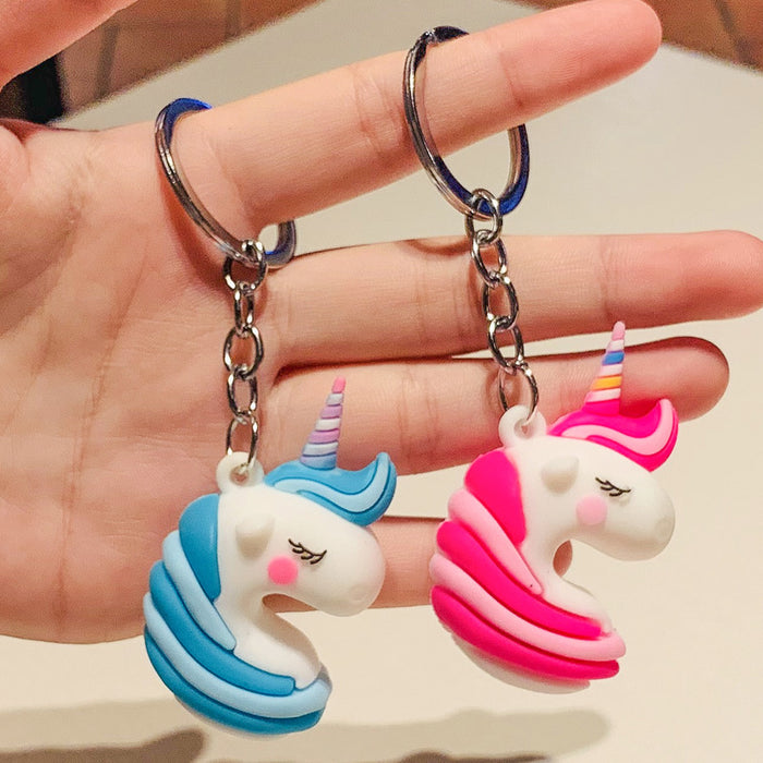 Wholesale Keychains PVC Cute Cartoon Anime Unicorn MOQ≥2 JDC-KC-PLei015