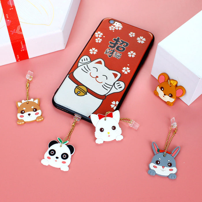 Wholesale Mobile Phone Dustproof Plug PVC Cute Cartoon Animal Charging Port MOQ≥3 JDC-PC-ZhongJ00013