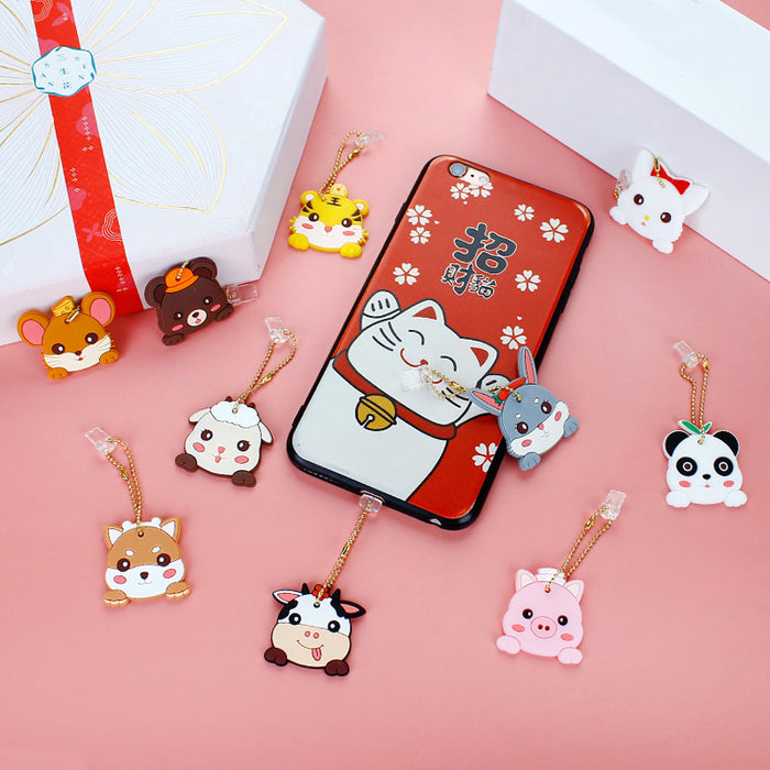 Wholesale Mobile Phone Dustproof Plug PVC Cute Cartoon Animal Charging Port MOQ≥3 JDC-PC-ZhongJ00013