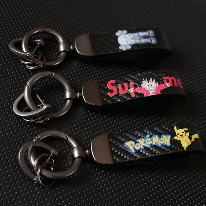 Wholesale Keychains Alloy Carbon Fiber Leather Color Printing MOQ≥2 JDC-KC-YYP001