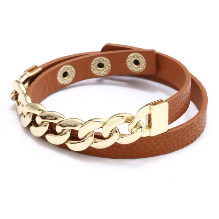 Wholesale Multi-Circle PU Leather Chain Multifunctional Bracelet (F) JDC-BT-QiN007