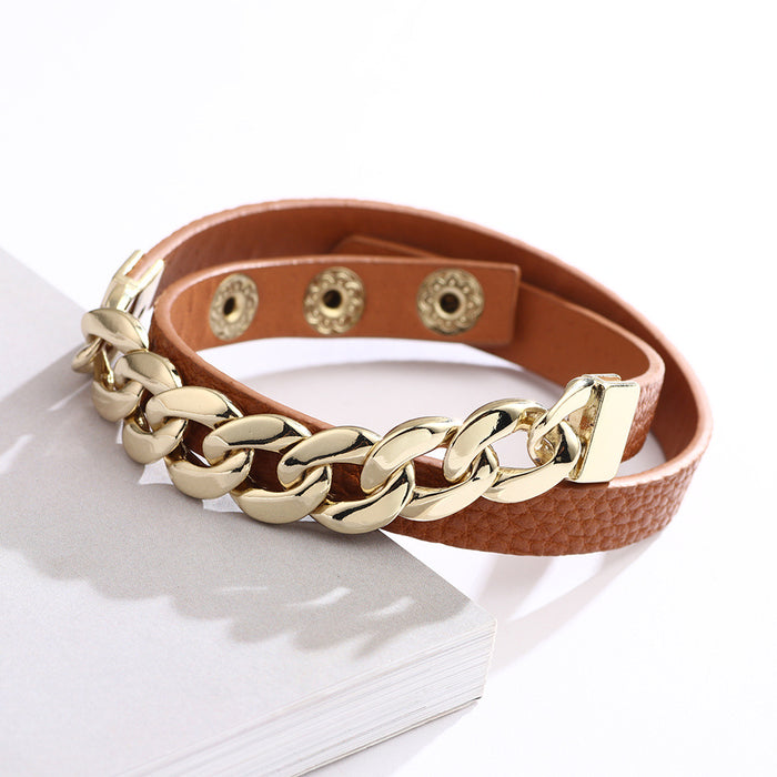 Wholesale Multi-Circle PU Leather Chain Multifunctional Bracelet (F) JDC-BT-QiN007