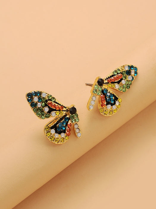 Pendientes de semental de mariposa de diamantes de diamantes al por mayor JDC-ES-JDIE007