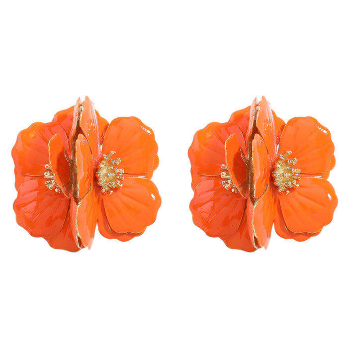 Wholesale Alloy Flower Earrings Alloy and Drip Oil JDC-ES-JL1072