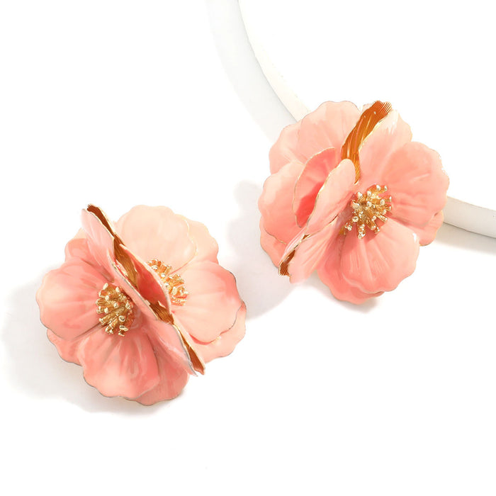 Wholesale Alloy Flower Earrings Alloy and Drip Oil JDC-ES-JL1072