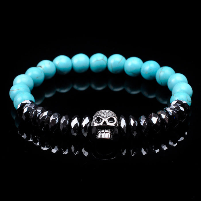 Beads planas al por mayor Beads Black Magnet Crossbones Pulsera JDC-BT-Yanh009