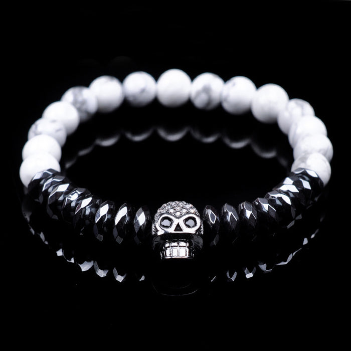 Beads planas al por mayor Beads Black Magnet Crossbones Pulsera JDC-BT-Yanh009