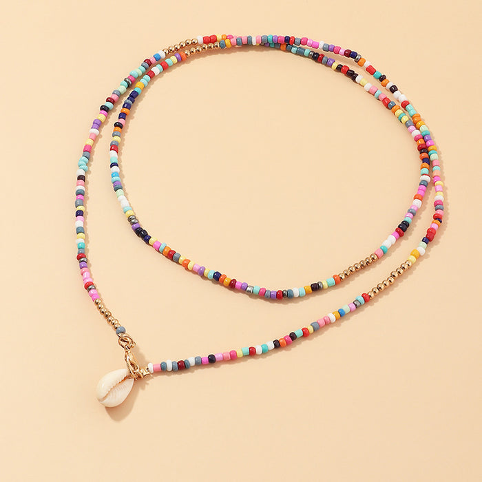 Jewelry WholesaleWholesale Boho Colorful Rice Beads Colorful Shell Alloy Necklace JDC-NE-NZ322 Necklaces 奈珠 %variant_option1% %variant_option2% %variant_option3%  Factory Price JoyasDeChina Joyas De China