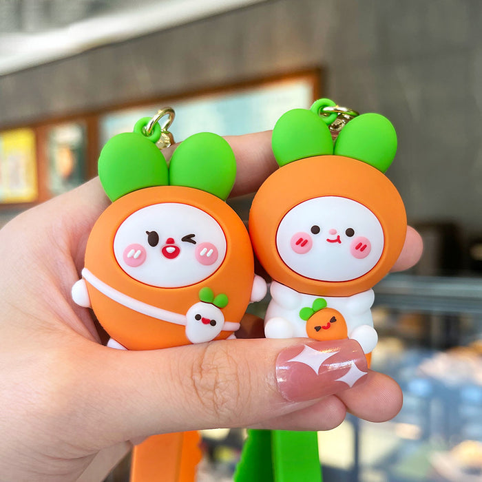 Wholesale Cartoon Soft Rubber Carrot Rabbit Keychain JDC-KC-GSXM089