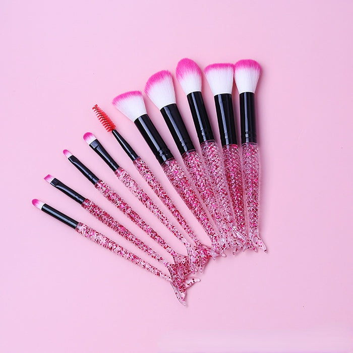 Wholesale Corrugated Silk Nylon Hair Glitter Mermaid Makeup Brush 10pcs/set JDC-MB-YiM006