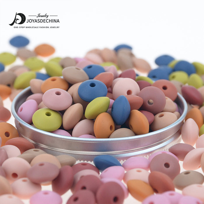 Wholesale DIY Silicone Beads Candy Color 12MM Flat MOQ≥50 JDC-DIY-BangX004