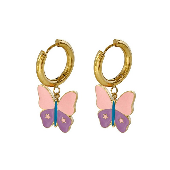 Wholesale Butterfly Oil Drop Earrings Small and Delicate JDC-ES-Lingh003