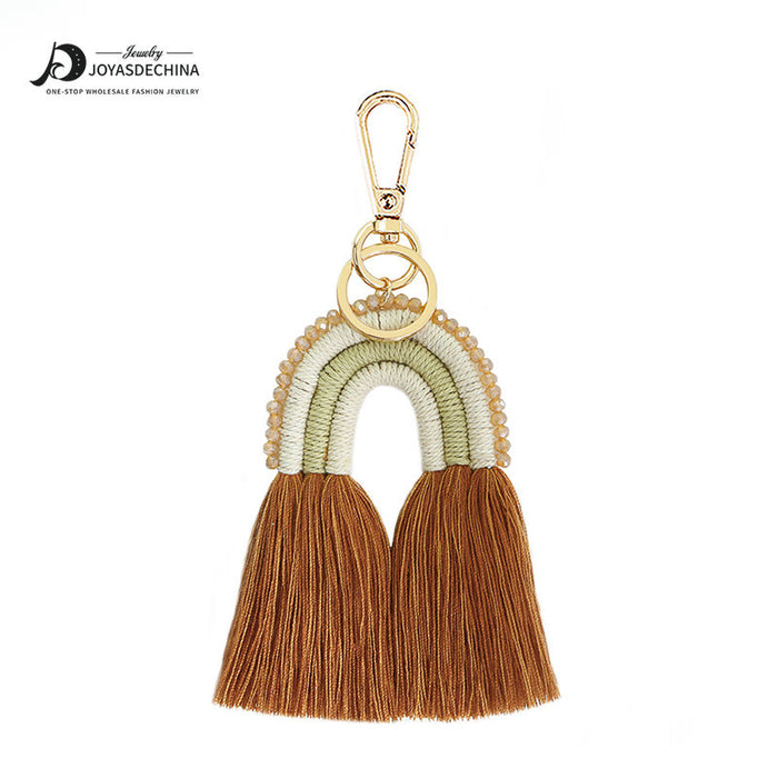 Wholesale tassel keychain rice bead rope weaving manual weaving  JDC-KC-JM015