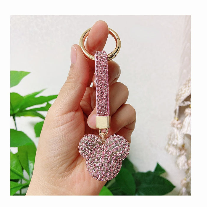 Wholesale cartoon rhinestone cute metal chain keychain MOQ≥2 （M) JDC-KC-LYa002