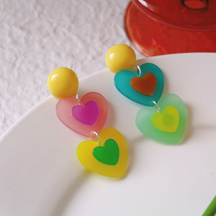 Wholesale 925 Silver Needles Heart Shaped Resin Earrings (M)  JDC-ES-XNWE004