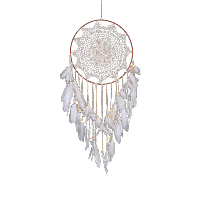 Jewelry WholesaleWholesale Feather Wood Beads Cotton Thread Woven Dreamcatcher MOQ≥2 JDC-DC-MengS008 Dreamcatcher 萌颂 %variant_option1% %variant_option2% %variant_option3%  Factory Price JoyasDeChina Joyas De China