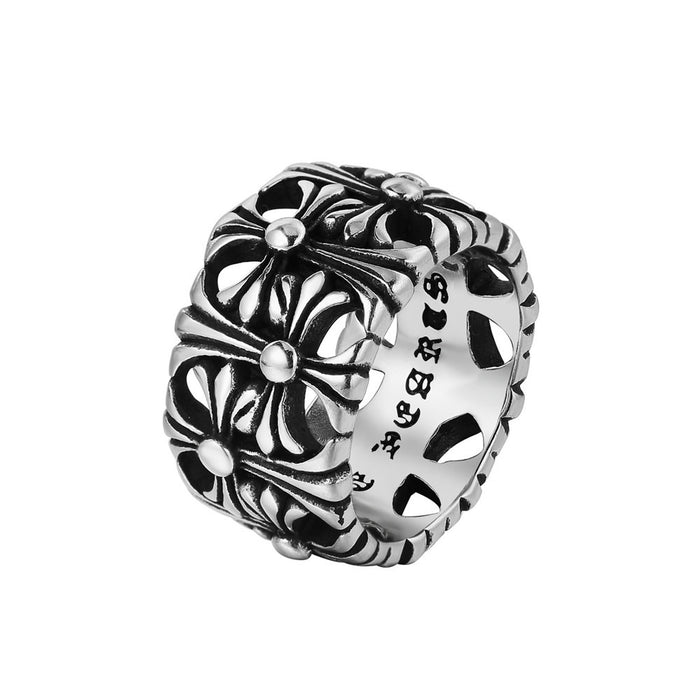 Wholesale Vintage Cross Titanium Steel Stainless Steel Men's Ring (F) JDC-RS-ZeX004