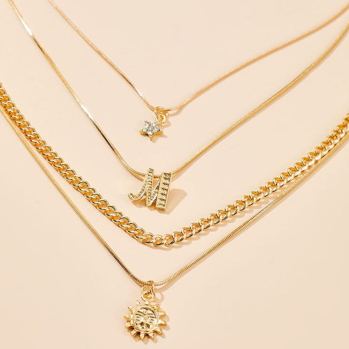 Jewelry WholesaleWholesale multi-layer diamond five-star sunflower alloy necklace JDC-NE-C232 Necklaces 陌茗 %variant_option1% %variant_option2% %variant_option3%  Factory Price JoyasDeChina Joyas De China