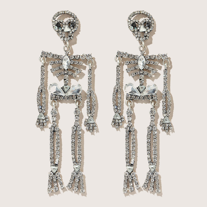 Wholesale Earrings Alloy Halloween Full Diamond Skull Humanoid Earrings JDC-ES-MOM022