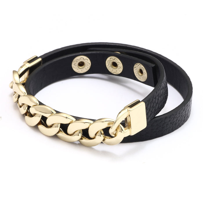 Wholesale Multi-Circle PU Leather Chain Multifunctional Bracelet (F) JDC-BT-QiN007