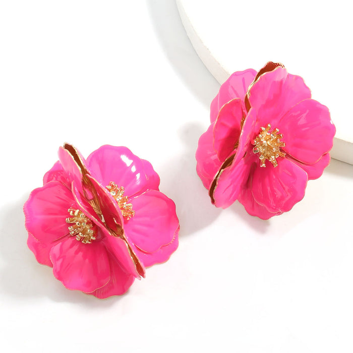 Wholesale Alloy Flower Earrings Alloy and Drip Oil JDC-ES-JL1072