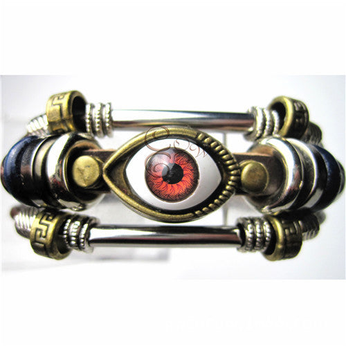 Wholesale Leather Bracelet Vintage Jewelry Blue Eye Jewelry JDC-BT-YonY006