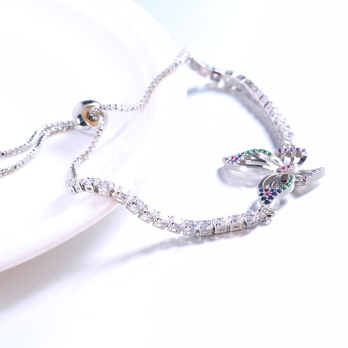 Wholesale Butterfly Bracelet Women's Inlaid Zircon Adjustable Size Pull Bracelet JDC-BT-DiL005