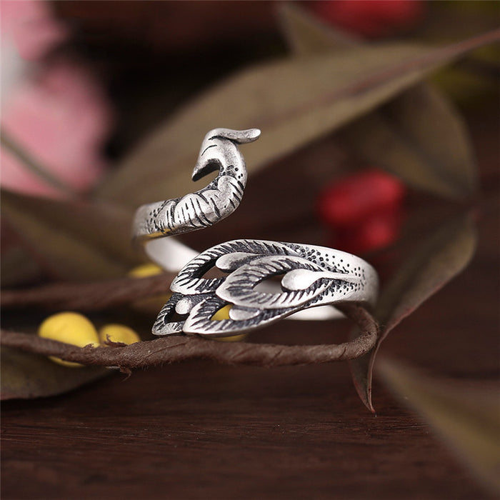 Jewelry WholesaleWholesale three-dimensional peacock Thai silver opening ring JDC-RS-NS005 Rings 尼森 %variant_option1% %variant_option2% %variant_option3%  Factory Price JoyasDeChina Joyas De China