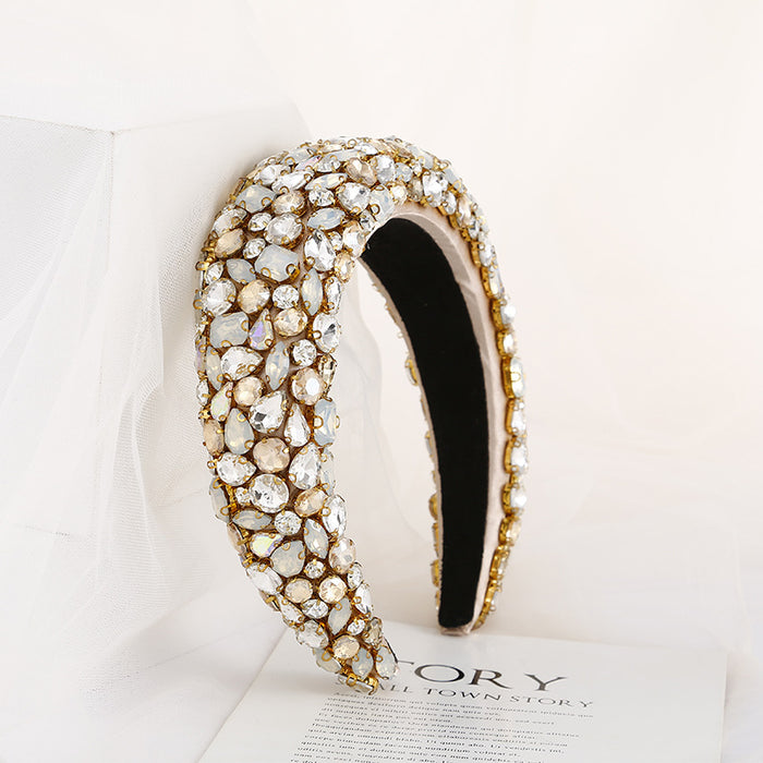 Jewelry WholesaleWholesale Baroque Crystal Headband Sponge Rhinestones JDC-HD-TanD003 Headband 檀豆 %variant_option1% %variant_option2% %variant_option3%  Factory Price JoyasDeChina Joyas De China