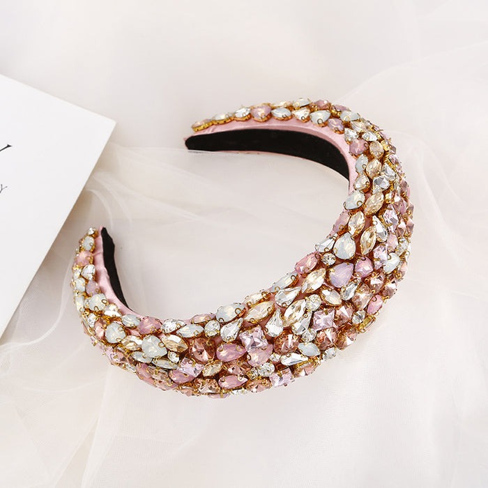 Jewelry WholesaleWholesale Baroque Crystal Headband Sponge Rhinestones JDC-HD-TanD003 Headband 檀豆 %variant_option1% %variant_option2% %variant_option3%  Factory Price JoyasDeChina Joyas De China