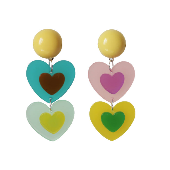 Wholesale 925 Silver Needles Heart Shaped Resin Earrings (M)  JDC-ES-XNWE004