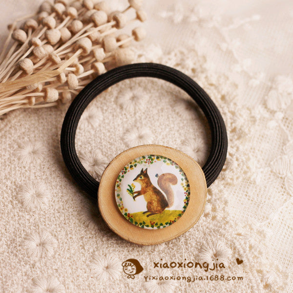 Wholesale diy time gem jewelry female forest wood hair tie MOQ≥2 JDC-HS-ChangY001