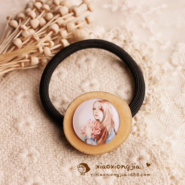 Wholesale diy time gem jewelry female forest wood hair tie MOQ≥2 JDC-HS-ChangY001