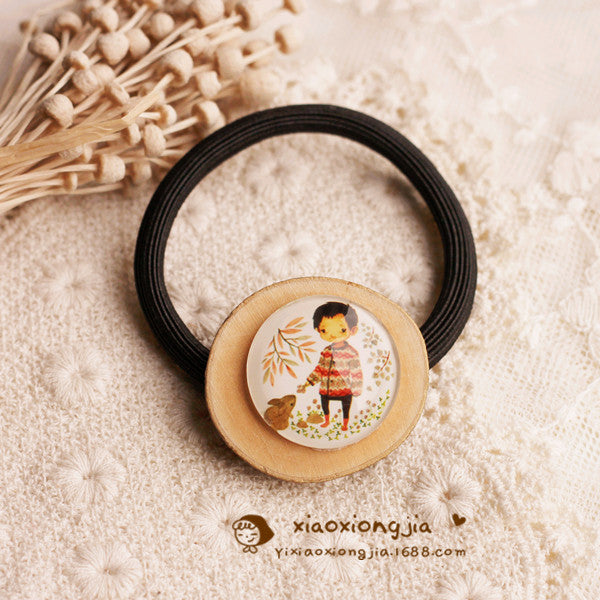 Wholesale diy time gem jewelry female forest wood hair tie MOQ≥2 JDC-HS-ChangY001