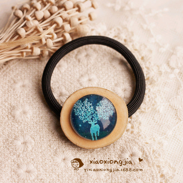 Wholesale diy time gem jewelry female forest wood hair tie MOQ≥2 JDC-HS-ChangY001