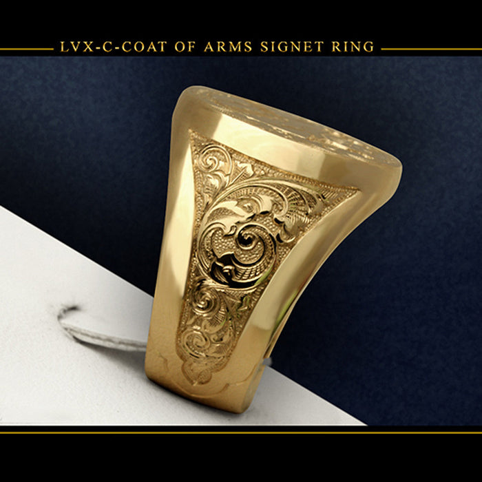 Jewelry WholesaleWholesale 18k Gold Plated Shield Carving Copper Men's Ring JDC-RS-ZhenR014 Rings 臻荣 %variant_option1% %variant_option2% %variant_option3%  Factory Price JoyasDeChina Joyas De China