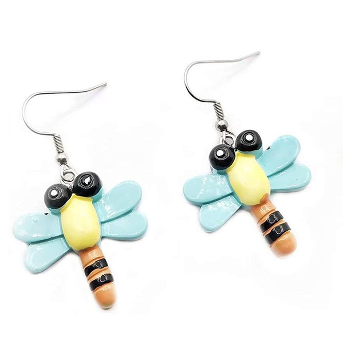 Wholesale Cartoon Dragonfly Resin Earrings MOQ≥3 JDC-ES-Caitao015