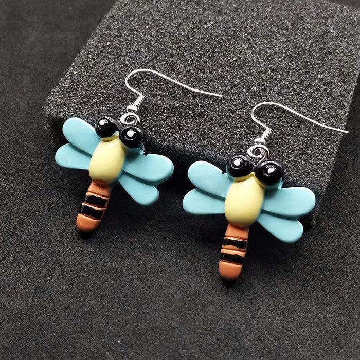 Wholesale Cartoon Dragonfly Resin Earrings MOQ≥3 JDC-ES-Caitao015