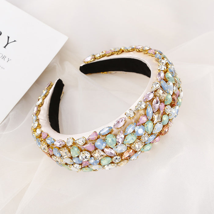 Jewelry WholesaleWholesale Baroque Crystal Headband Sponge Rhinestones JDC-HD-TanD003 Headband 檀豆 %variant_option1% %variant_option2% %variant_option3%  Factory Price JoyasDeChina Joyas De China