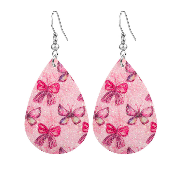 Wholesale Colorful Double Sided Print Butterfly Leather Earrings MOQ≥2 JDC-ES-Zhongn014