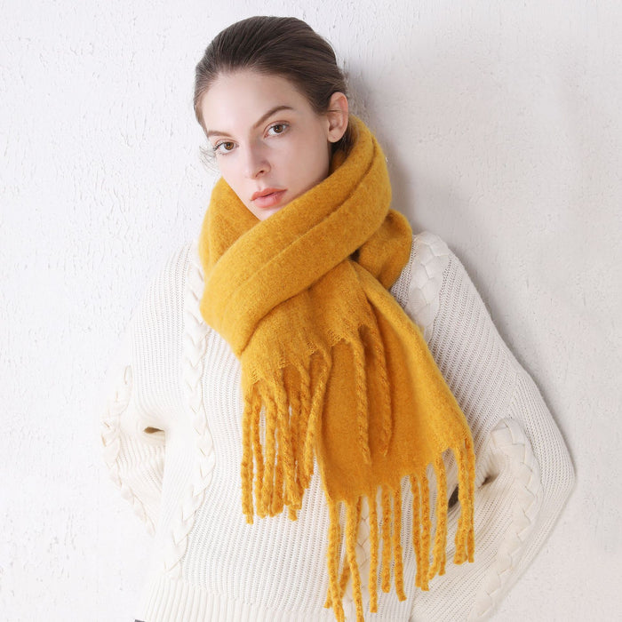 Wholesale Scarf Acrylic Imitation Cashmere Autumn Winter Thick Beard Solid Color Shawl MOQ≥2 JDC-SF-Shenm002