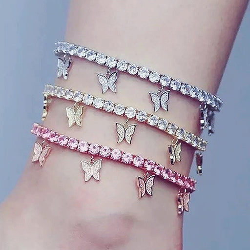 Jewelry WholesaleWholesale Rhinestone Small Butterfly Anklet Tassel Anklet JDC-AS-D027 Anklets 晴雯 %variant_option1% %variant_option2% %variant_option3%  Factory Price JoyasDeChina Joyas De China