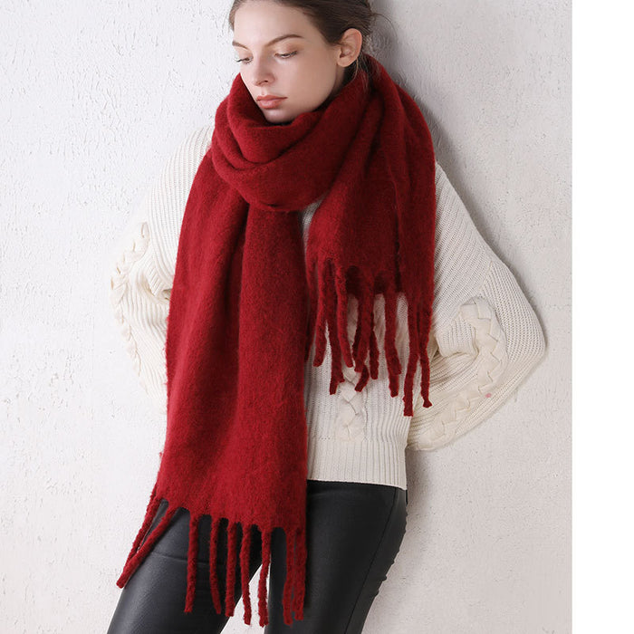 Wholesale Scarf Acrylic Imitation Cashmere Autumn Winter Thick Beard Solid Color Shawl MOQ≥2 JDC-SF-Shenm002