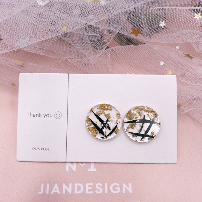 Jewelry WholesaleWholesale S925 Silver Needle Round Transparent Geometric Dried Flower Rose Earrings JDC-ES-XuanY007 Earrings 宣妍 %variant_option1% %variant_option2% %variant_option3%  Factory Price JoyasDeChina Joyas De China