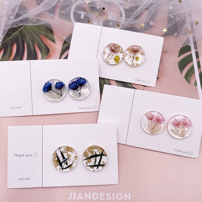 Jewelry WholesaleWholesale S925 Silver Needle Round Transparent Geometric Dried Flower Rose Earrings JDC-ES-XuanY007 Earrings 宣妍 %variant_option1% %variant_option2% %variant_option3%  Factory Price JoyasDeChina Joyas De China