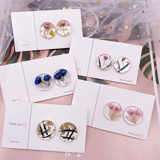 Jewelry WholesaleWholesale S925 Silver Needle Round Transparent Geometric Dried Flower Rose Earrings JDC-ES-XuanY007 Earrings 宣妍 %variant_option1% %variant_option2% %variant_option3%  Factory Price JoyasDeChina Joyas De China