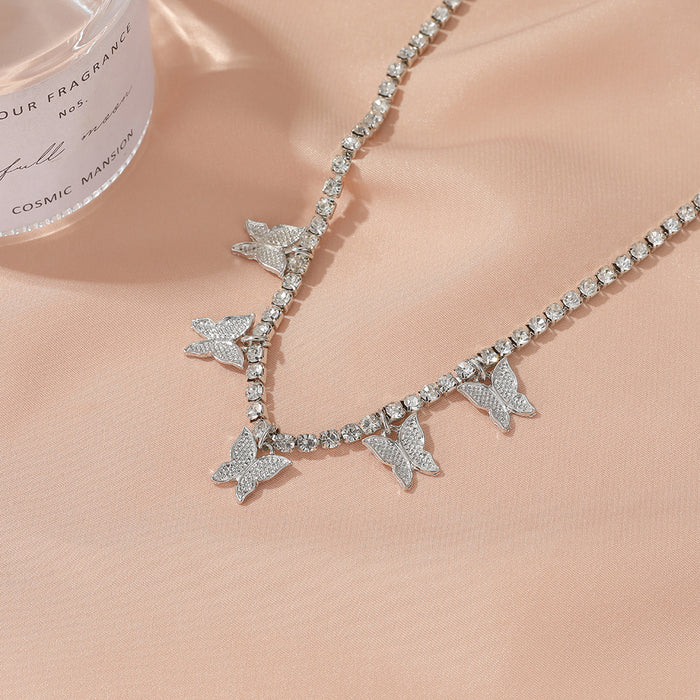 Wholesale Rhinestone Small Butterfly Anklet Tassel Anklet JDC-AS-D027