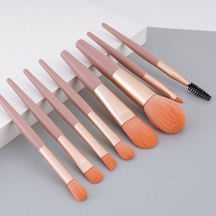 Wholesale 8pcs Fiber Wooden Handle Mini Makeup Brush Set JDC-MB-LaM001