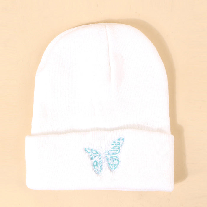 Wholesale Hat Wool Winter Warm Outdoor Embroidered Butterfly Knitted Hat MOQ≥2 JDC-FH-TangQ002